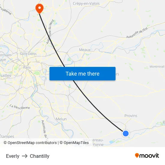 Everly to Chantilly map