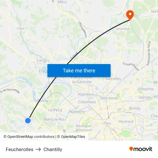 Feucherolles to Chantilly map