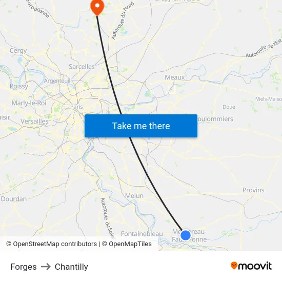 Forges to Chantilly map