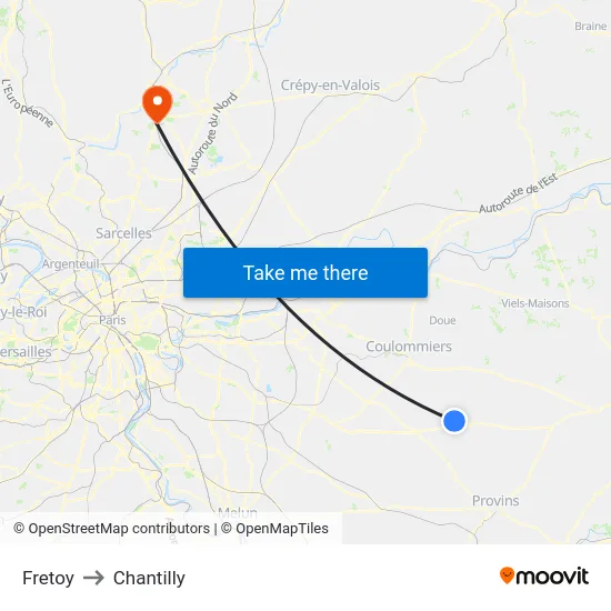 Fretoy to Chantilly map