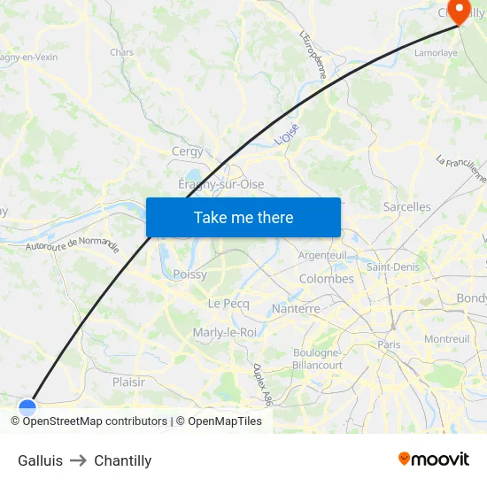 Galluis to Chantilly map