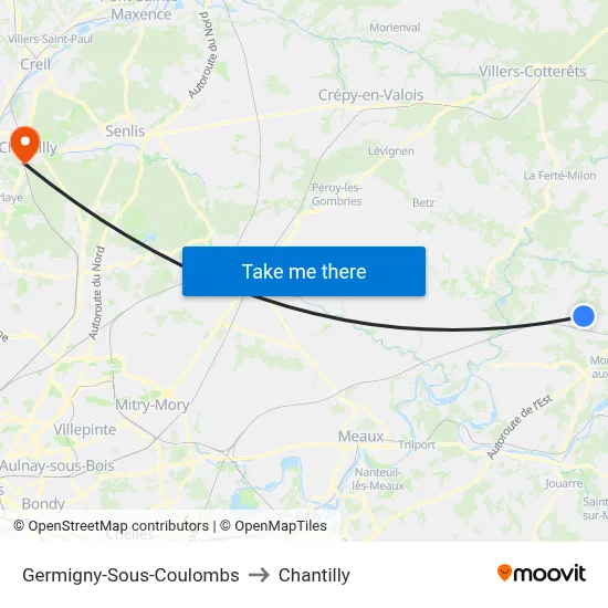 Germigny-Sous-Coulombs to Chantilly map