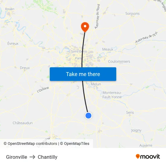Gironville to Chantilly map