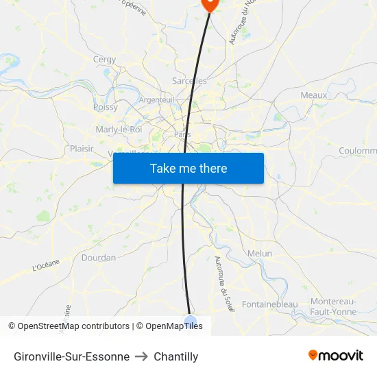 Gironville-Sur-Essonne to Chantilly map