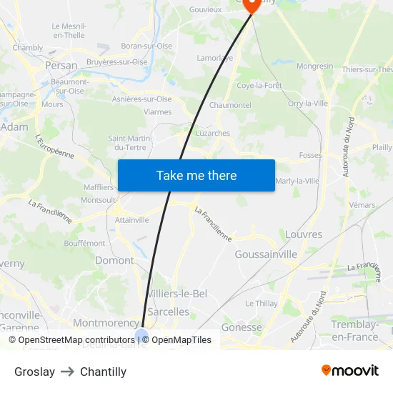 Groslay to Chantilly map
