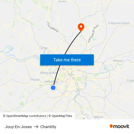 Jouy-En-Josas to Chantilly map