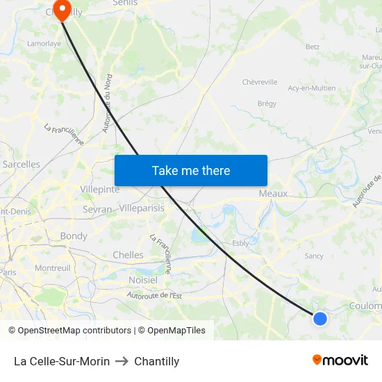 La Celle-Sur-Morin to Chantilly map
