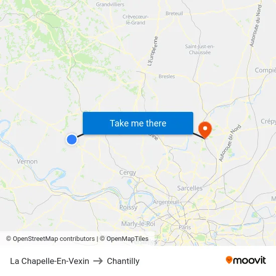 La Chapelle-En-Vexin to Chantilly map