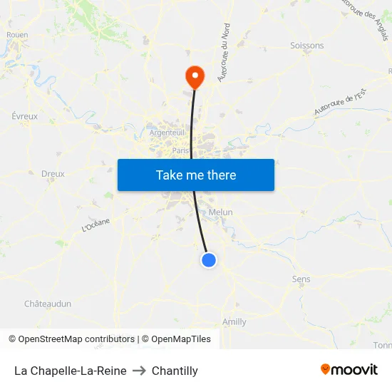 La Chapelle-La-Reine to Chantilly map