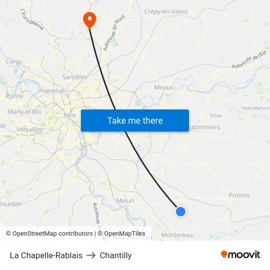 La Chapelle-Rablais to Chantilly map