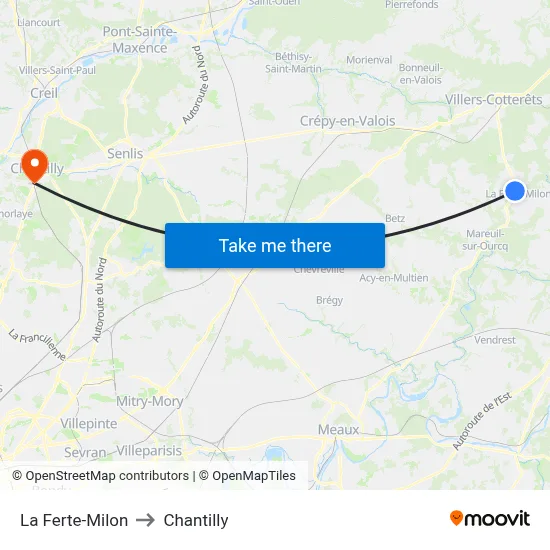 La Ferte-Milon to Chantilly map