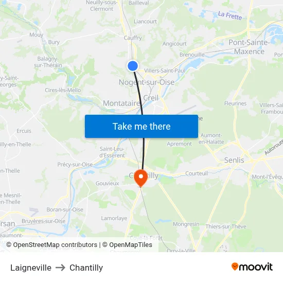 Laigneville to Chantilly map