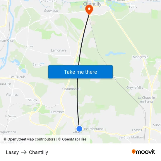 Lassy to Chantilly map