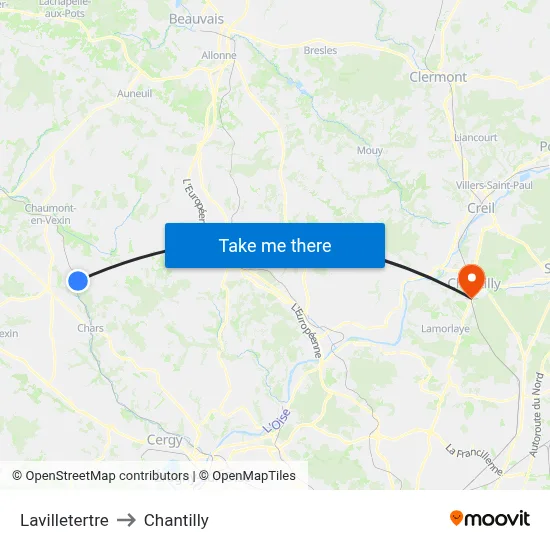 Lavilletertre to Chantilly map