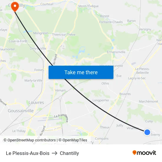Le Plessis-Aux-Bois to Chantilly map