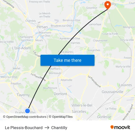 Le Plessis-Bouchard to Chantilly map