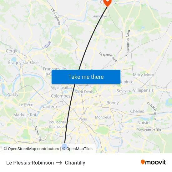 Le Plessis-Robinson to Chantilly map