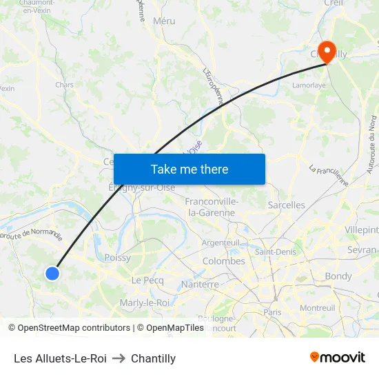 Les Alluets-Le-Roi to Chantilly map