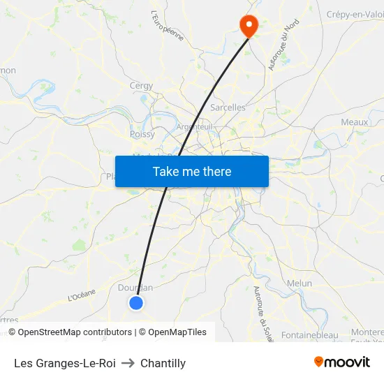 Les Granges-Le-Roi to Chantilly map
