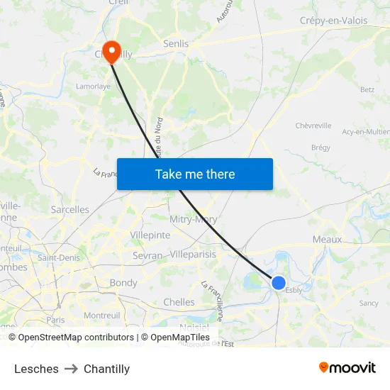 Lesches to Chantilly map