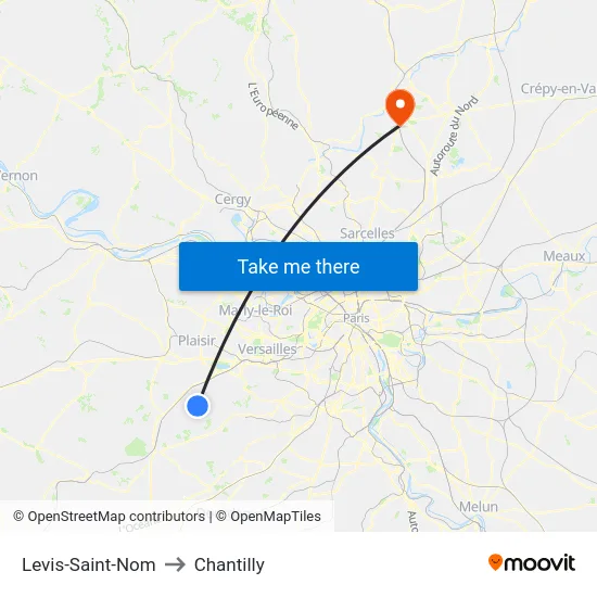 Levis-Saint-Nom to Chantilly map