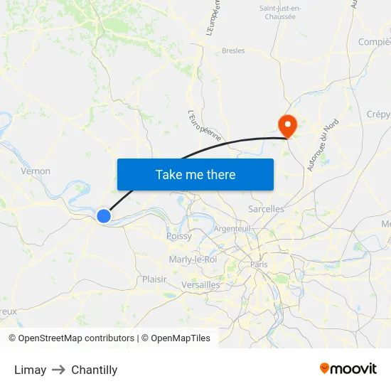 Limay to Chantilly map