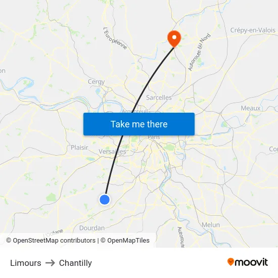 Limours to Chantilly map