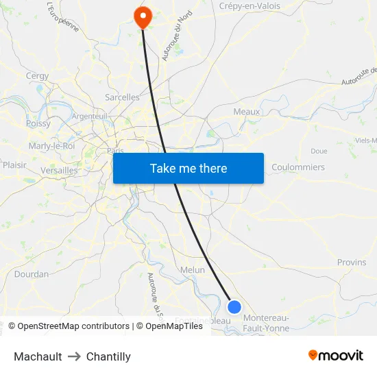 Machault to Chantilly map