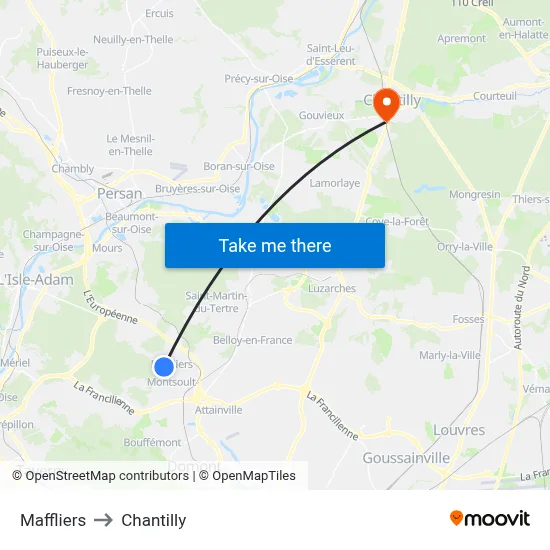 Maffliers to Chantilly map
