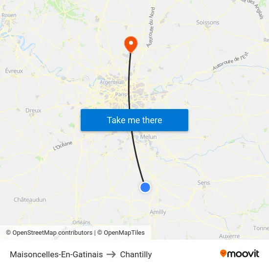 Maisoncelles-En-Gatinais to Chantilly map