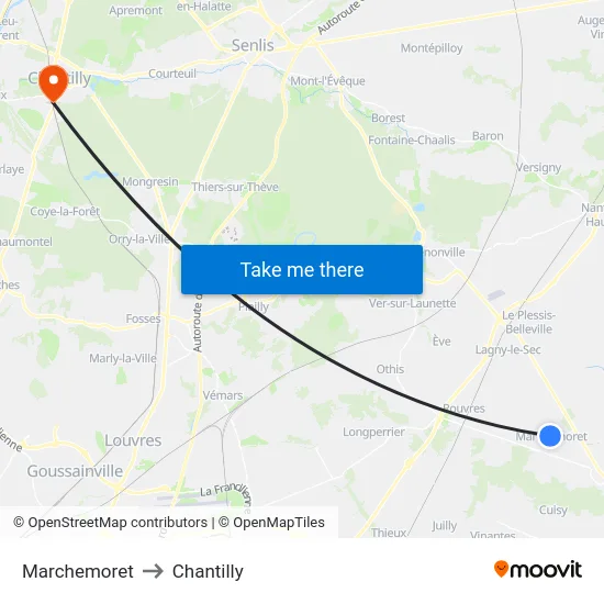 Marchemoret to Chantilly map