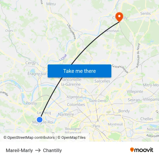 Mareil-Marly to Chantilly map