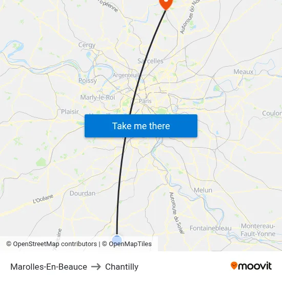 Marolles-En-Beauce to Chantilly map