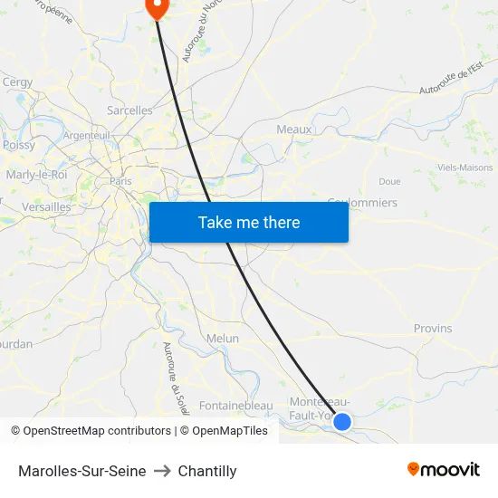 Marolles-Sur-Seine to Chantilly map