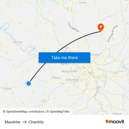 Maulette to Chantilly map