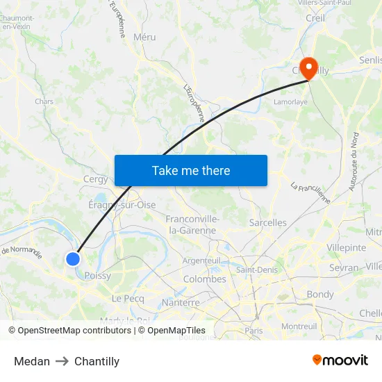 Medan to Chantilly map