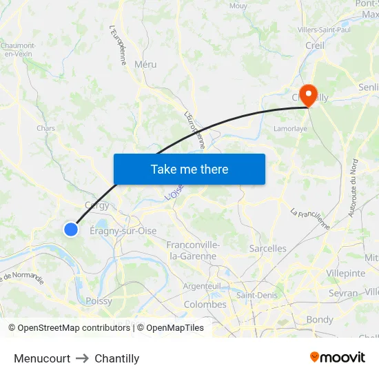 Menucourt to Chantilly map