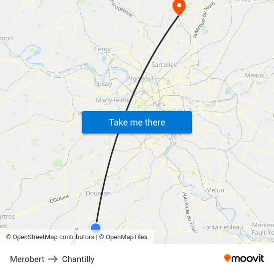 Merobert to Chantilly map