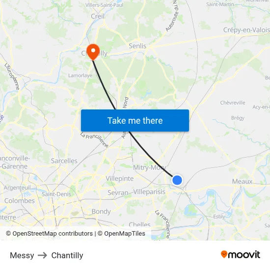 Messy to Chantilly map