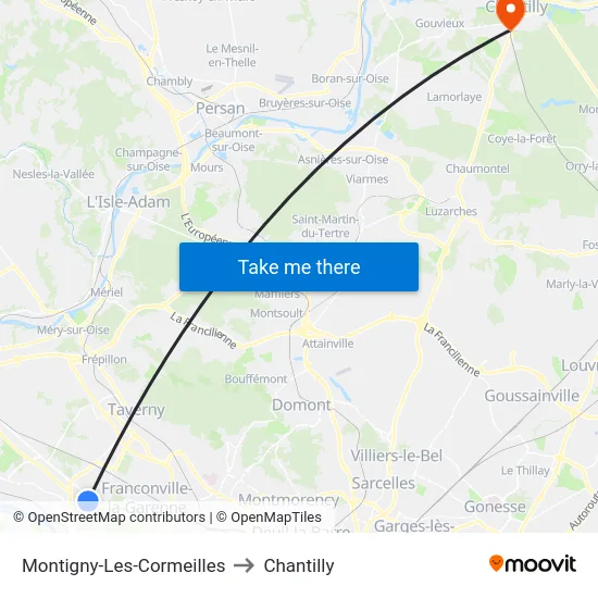 Montigny-Les-Cormeilles to Chantilly map