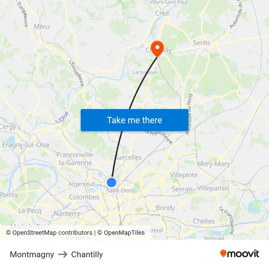 Montmagny to Chantilly map