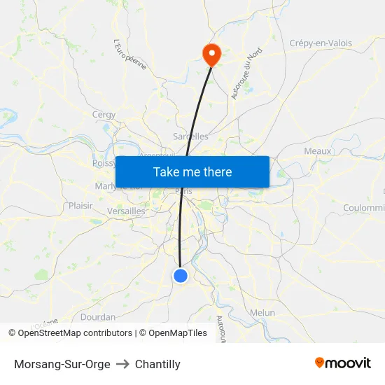 Morsang-Sur-Orge to Chantilly map