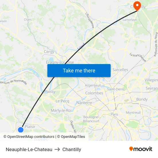 Neauphle-Le-Chateau to Chantilly map