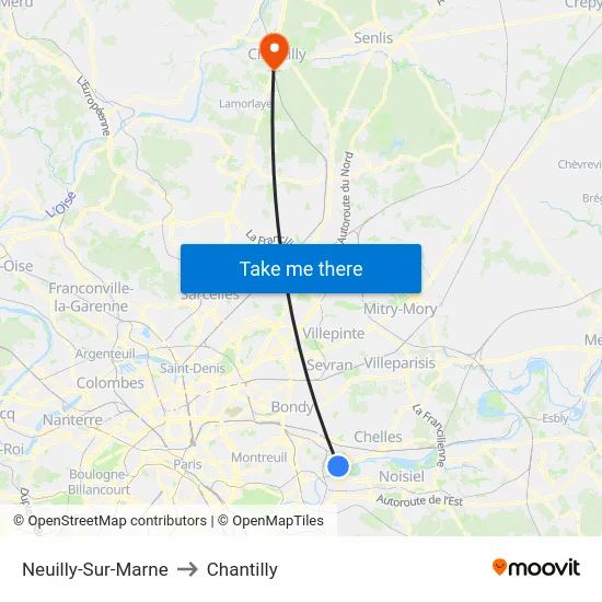 Neuilly-Sur-Marne to Chantilly map