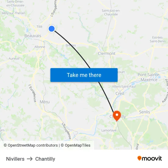 Nivillers to Chantilly map