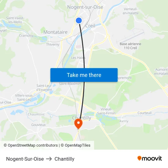 Nogent-Sur-Oise to Chantilly map