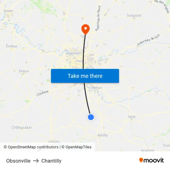 Obsonville to Chantilly map