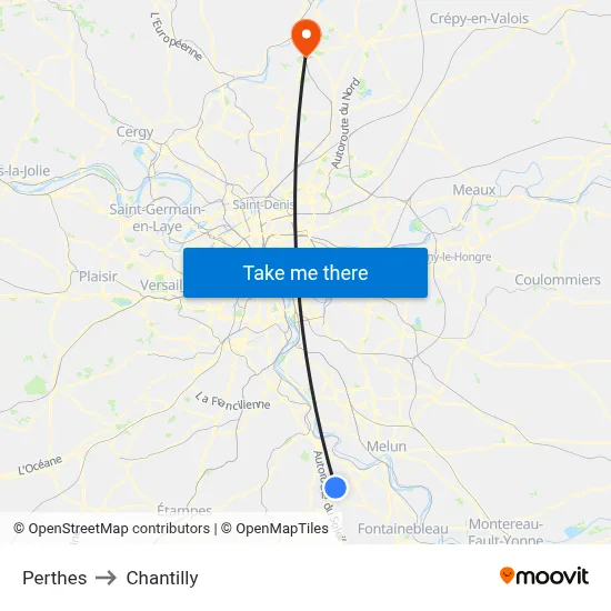 Perthes to Chantilly map