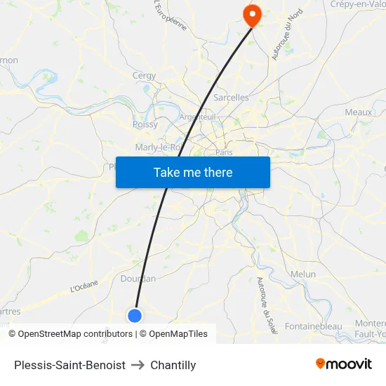 Plessis-Saint-Benoist to Chantilly map