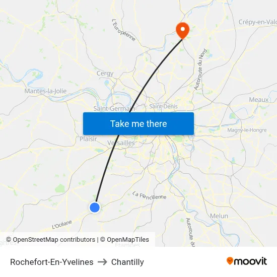 Rochefort-En-Yvelines to Chantilly map